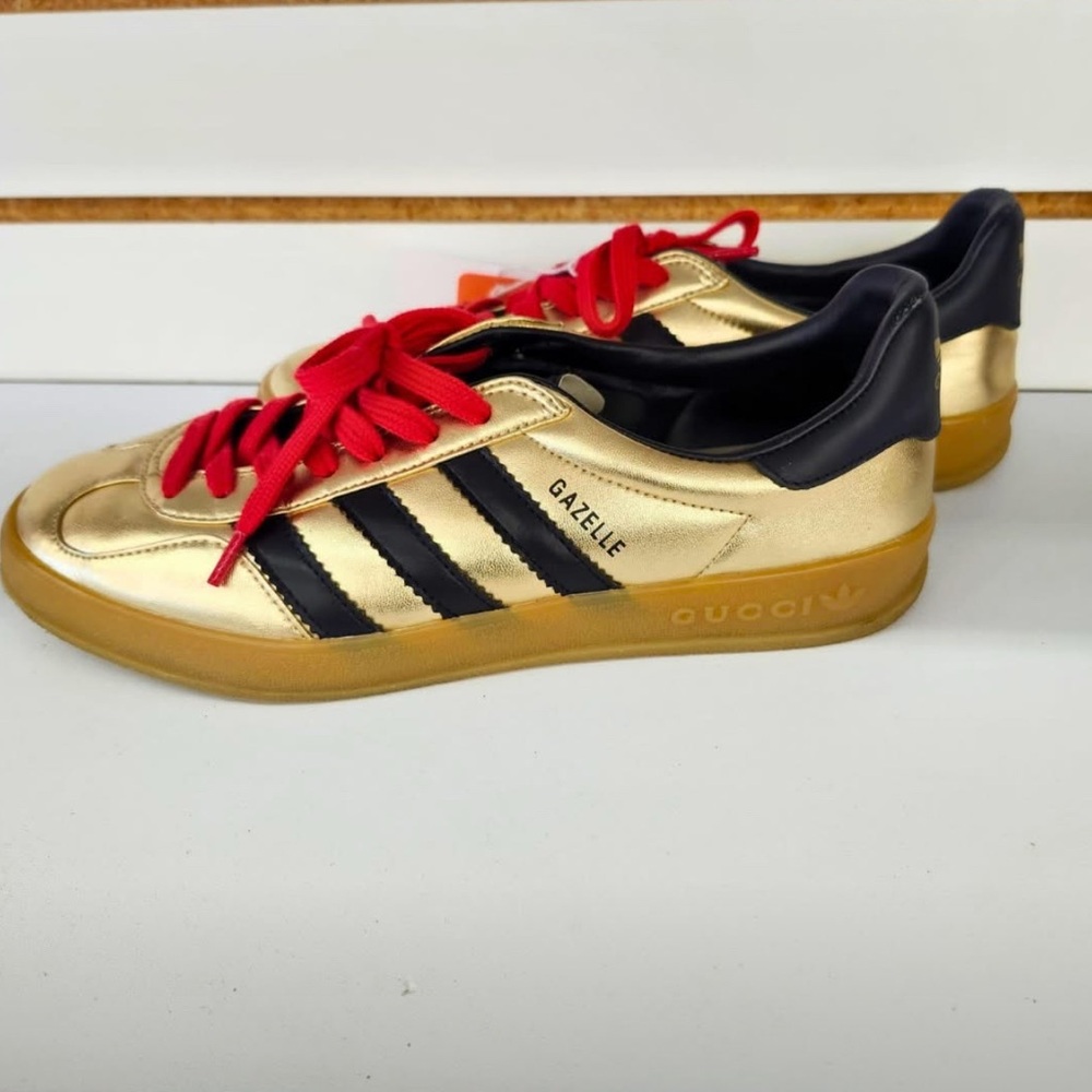 Gucci Gazelle Adidas gold sneakers